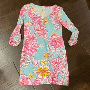 Lilly Pulitzer three-quarter sleeve dress size small, gold buttons